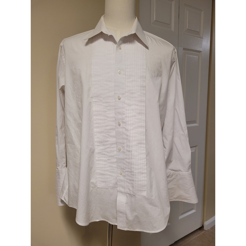 Joseph & Feiss International White Pleated Tuxedo Dress Shirt Mens 17 1/2‎ 32/33